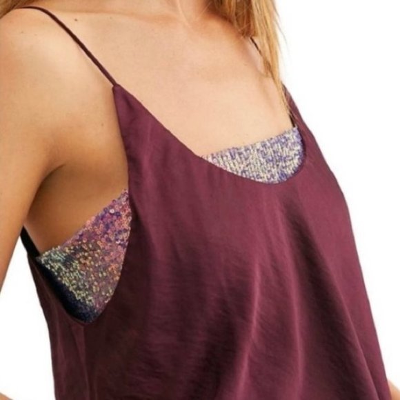 NWT Free People Purple Sequin Blouse Top - Picture 2 of 9